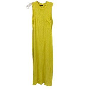 ATM Yellow Muscle Tee Maxi Dress Slit Hem Tank Dress Pima Cotton - Size XS